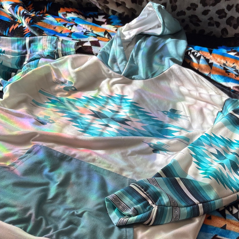 Western blue Aztec Hoodie